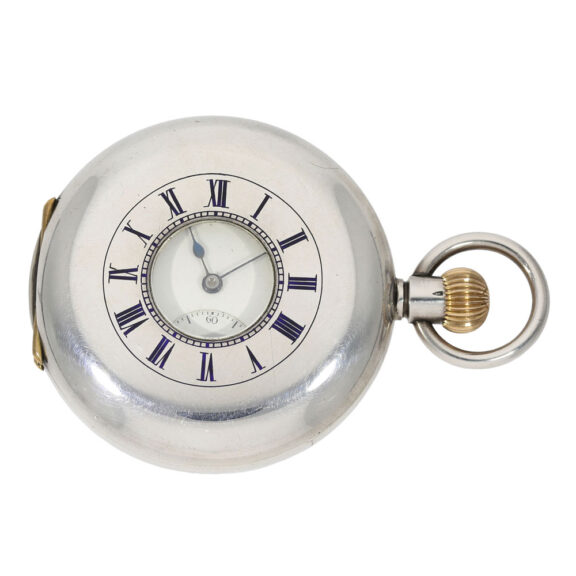 Swiss silver half hunting cased pocket chronometer Circa 1890