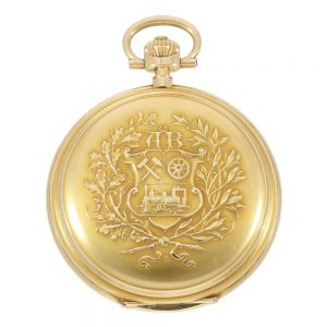 Probably unique gold hunting cased lever watch Circa 1919