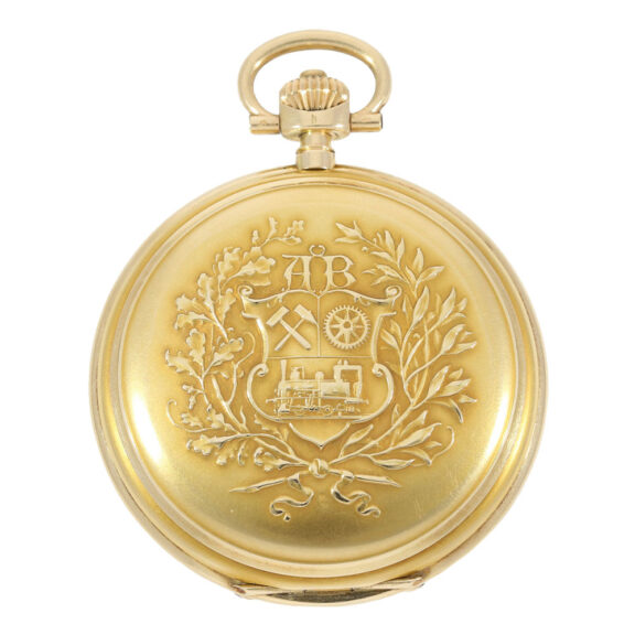 Probably unique gold hunting cased lever watch Circa 1919