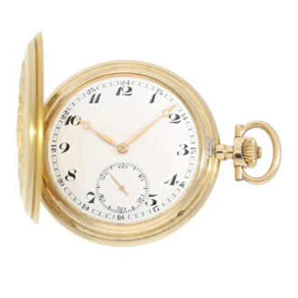Probably unique gold hunting cased lever watch Circa 1919