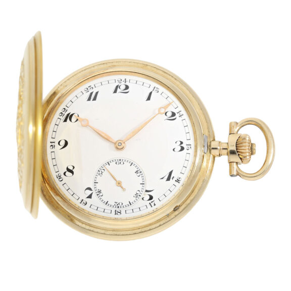 Probably unique gold hunting cased lever watch Circa 1919 Probably unique gold hunting cased lever watch Circa 1919