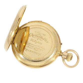 Exquisite Swiss gold quarter repeating chronometer Circa 1890