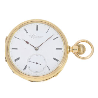 Swiss rose gold half hunting cased quarter repeater Circa 1900