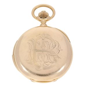 Swiss rose gold half hunting cased quarter repeater Circa 1900
