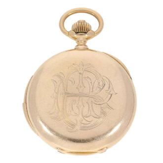 Swiss rose gold half hunting cased quarter repeater Circa 1900