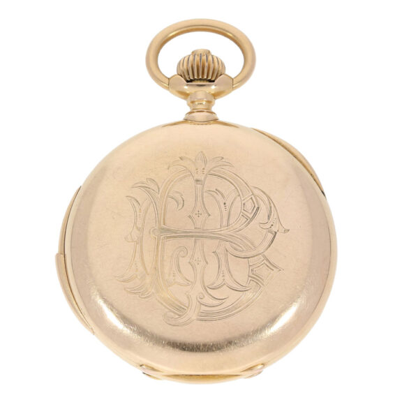 Swiss rose gold half hunting cased quarter repeater Circa 1900