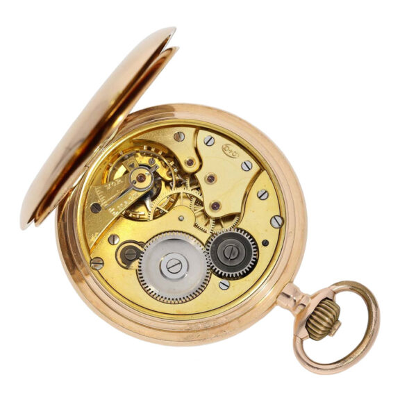 German 14k rose gold hunting cased lever watch Circa 1900 German 14k rose gold hunting cased lever watch Circa 1900