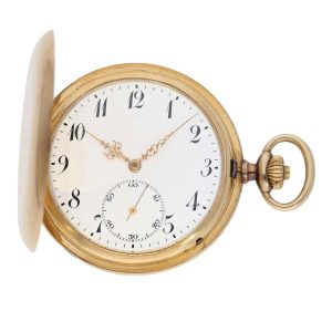 Elegant, thin Swiss gold hunting cased lever watch Circa 1920