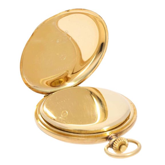 Elegant, thin Swiss gold hunting cased lever watch Circa 1920 Elegant, thin Swiss gold hunting cased lever watch Circa 1920