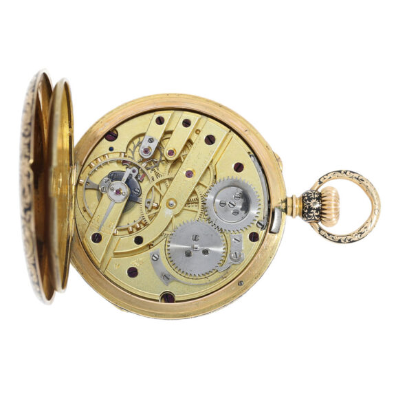 Exceptional Swiss gold and enamel decorated lever Circa 1860 Exceptional Swiss gold and enamel decorated lever Circa 1860