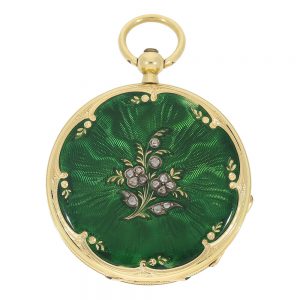 Gold, enamel and diamond set pendant watch Circa 1865