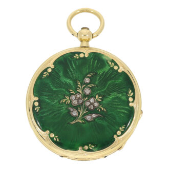 Gold, enamel and diamond set pendant watch Circa 1865