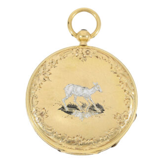 Fine Swiss gold and enamel watch with chatelaine Circa 1850