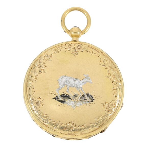 Fine Swiss gold and enamel watch with chatelaine Circa 1850