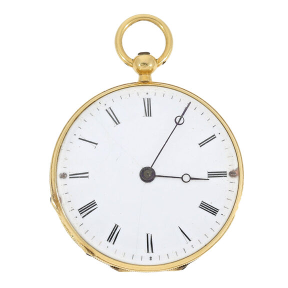 Fine Swiss gold and enamel watch with chatelaine Circa 1850 Fine Swiss gold and enamel watch with chatelaine Circa 1850