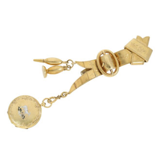Fine Swiss gold and enamel watch with chatelaine Circa 1850