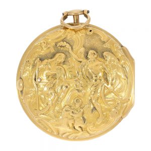 English 18k gold pair cased repoussé verge watch Circa 1775