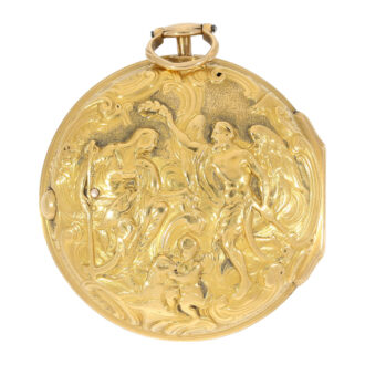English 18k gold pair cased repoussé verge watch Circa 1775