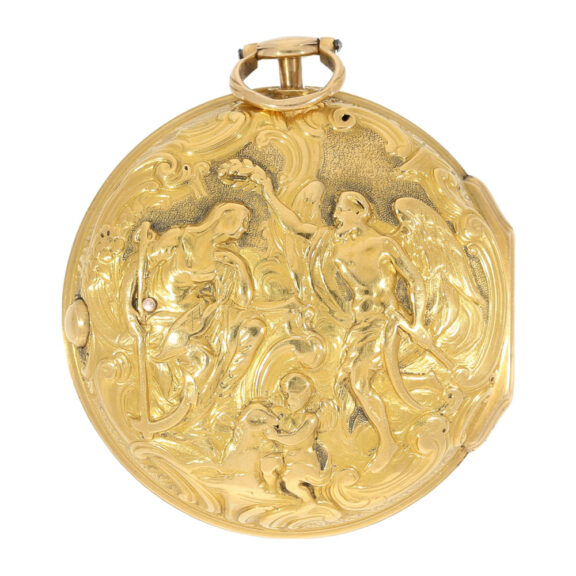 English 18k gold pair cased repoussé verge watch Circa 1775