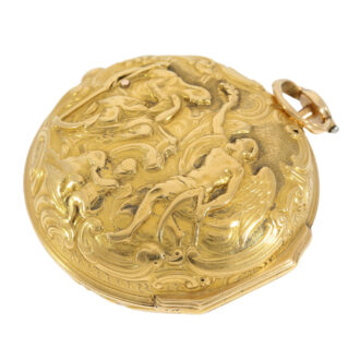 English 18k gold pair cased repoussé verge watch Circa 1775