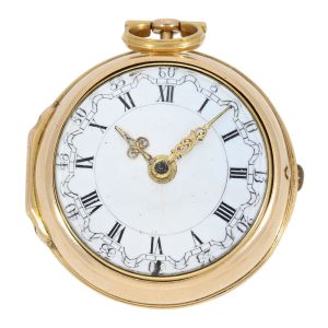Early English 18 carat gold pair cased verge watch Circa 1740