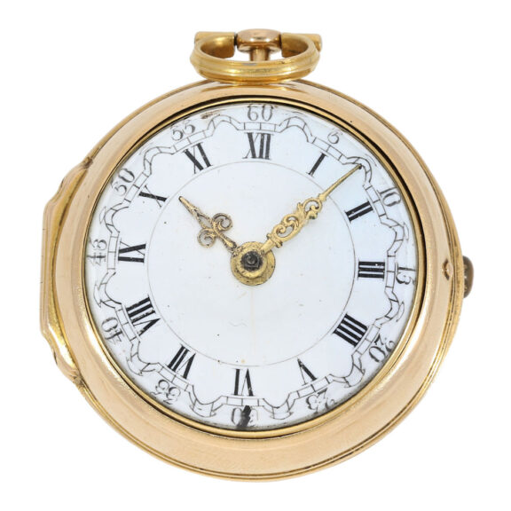 Early English 18 carat gold pair cased verge watch Circa 1740