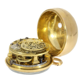Early English 18 carat gold pair cased verge watch Circa 1740