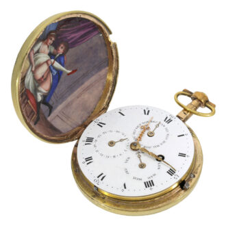 Extremely rare enamelled verge with erotic scene CIrca 1790