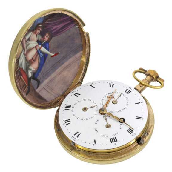 Extremely rare enamelled verge with erotic scene CIrca 1790
