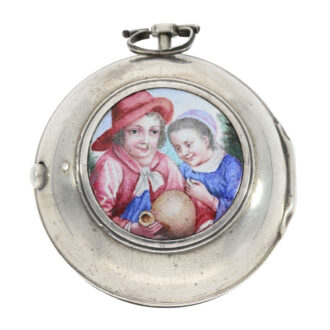 Unique Dutch silver and enamel pair cased verge Circa 1730
