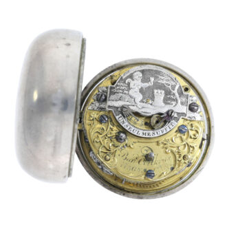 Unique Dutch silver and enamel pair cased verge Circa 1730