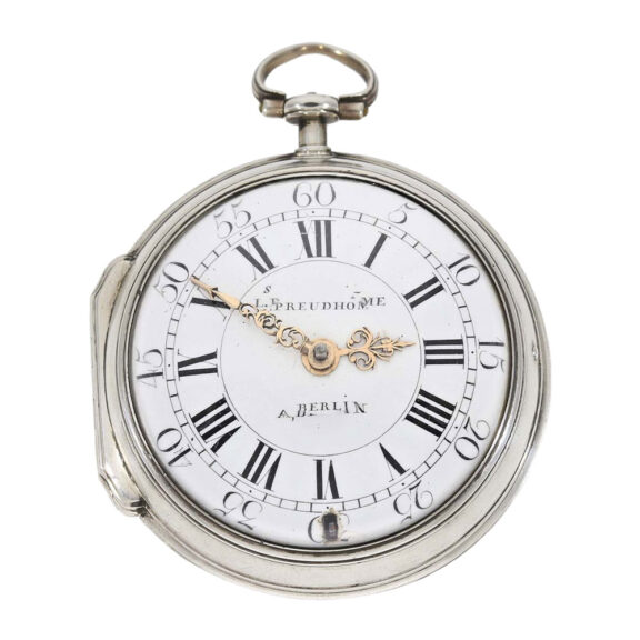 German silver open faced engraved verge watch Circa 1770