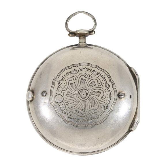 German silver open faced engraved verge watch Circa 1770 German silver open faced engraved verge watch Circa 1770