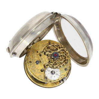 German silver open faced engraved verge watch Circa 1770