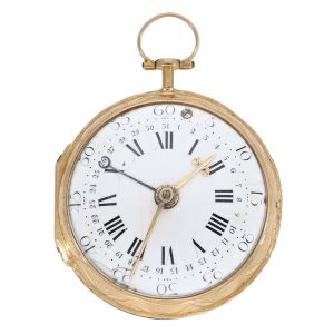 German gold engraved verge watch with hand date Circa 1780