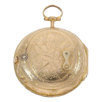 German gold engraved verge watch with hand date Circa 1780 German gold engraved verge watch with hand date Circa 1780