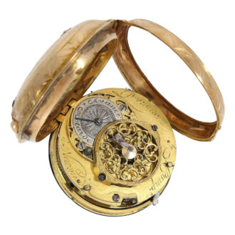 German gold engraved verge watch with hand date Circa 1780 German gold engraved verge watch with hand date Circa 1780