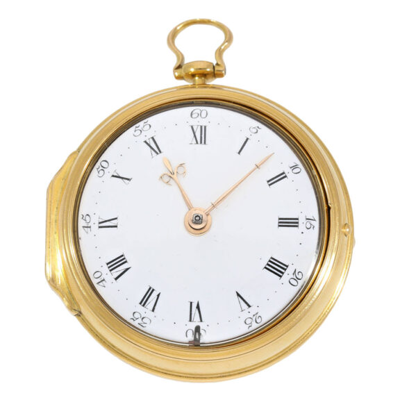 Very fine English gold pair cased cylinder watch Circa 1764
