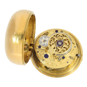 Very fine English gold pair cased cylinder watch Circa 1764