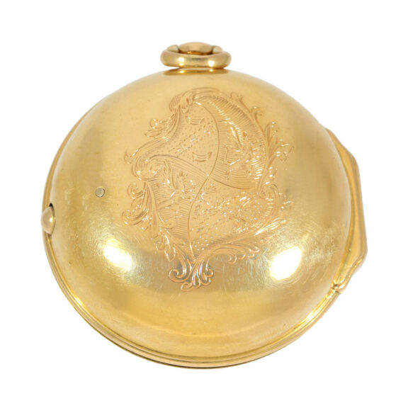 Very fine English gold pair cased cylinder watch Circa 1764 Very fine English gold pair cased cylinder watch Circa 1764