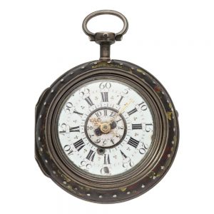 English silver pair cased verge watch with alarm Circa 1730