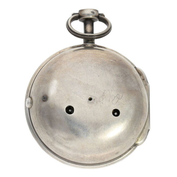 English silver pair cased verge watch with alarm Circa 1730 English silver pair cased verge watch with alarm Circa 1730