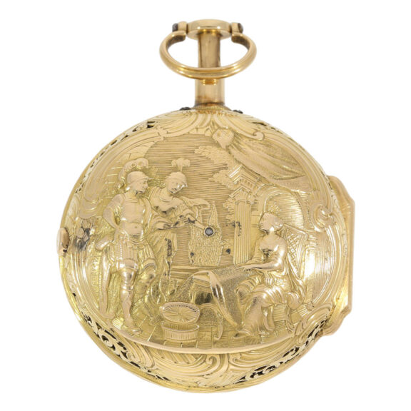 German gold quarter repeating repoussé verge Circa 1765 German gold quarter repeating repoussé verge Circa 1765