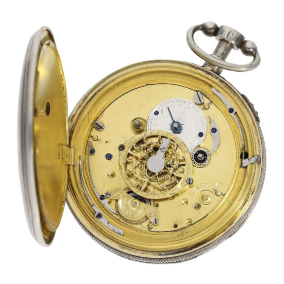 Swiss silver skeletonized repeating verge watch Circa 1820 Swiss silver skeletonized repeating verge watch Circa 1820