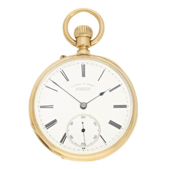 German 18k gold open faced lever pocket watch Circa 1883