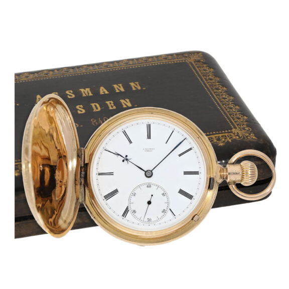Decorated German rose gold hunting cased lever Circa 1883