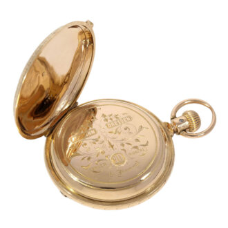Decorated German rose gold hunting cased lever Circa 1883