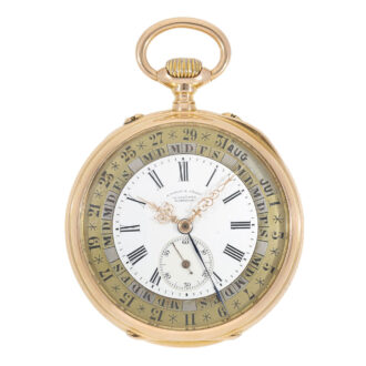 German 18k gold open faced triple calendar lever Circa 1886