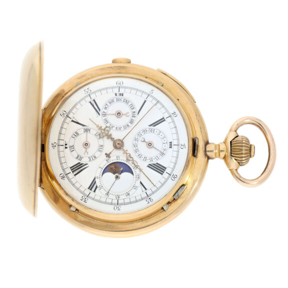 Swiss gold complicated astronomical lever watch Circa 1900