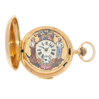 Swiss hunting cased quarter repeating automaton Circa 1900